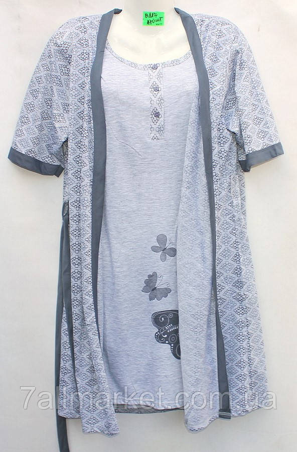 Комплект женский 2й-ка халат + ночная рубашка, батал р-ры 5-7XL "BETTY" купить недорого от прямого поставщика
