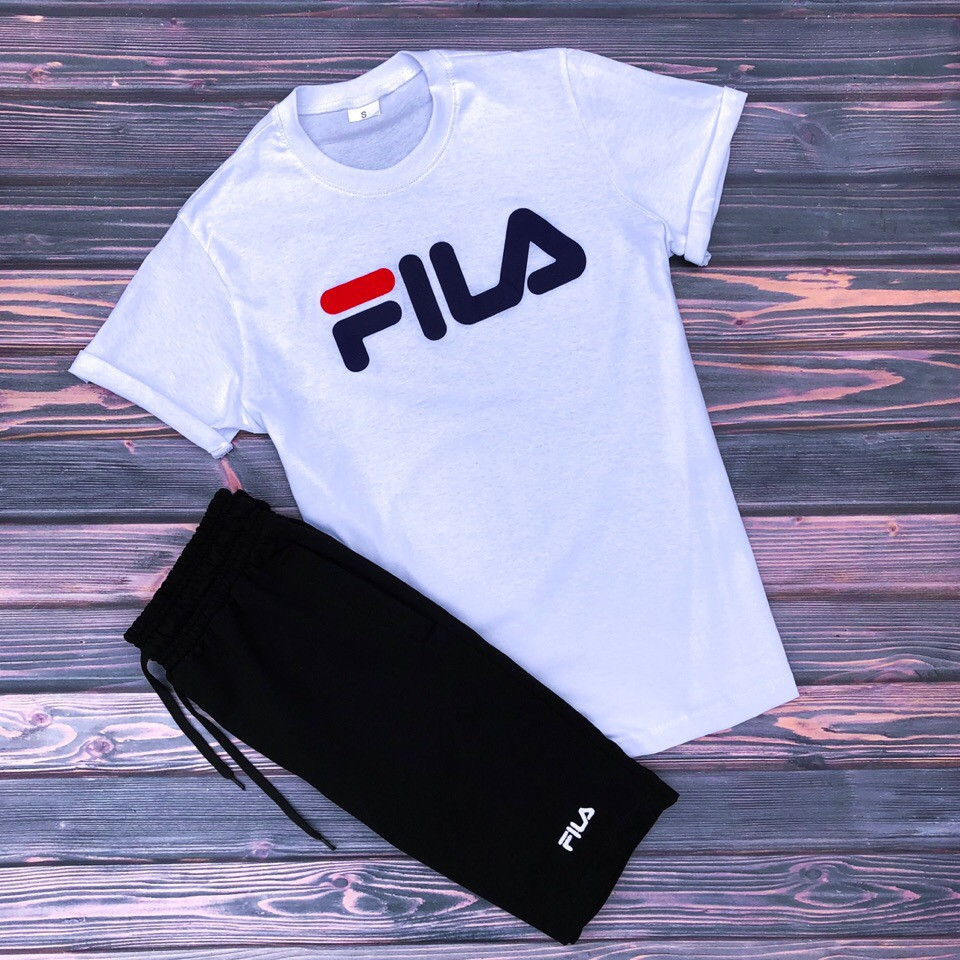 

Футболка + шорты FILA (мужской летний костюм FILA). M, Черный