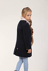 Детское демисезонное пальто для девочки 88TEMNOSINEYE Темно-синее, фото 2
