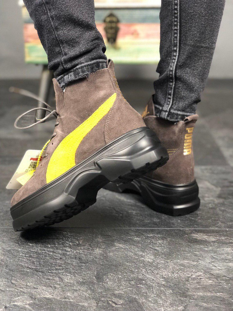 

Ботинки женские Puma Spring Boots Brown Yellow Black (Коричневый). Стильные женские ботинки.