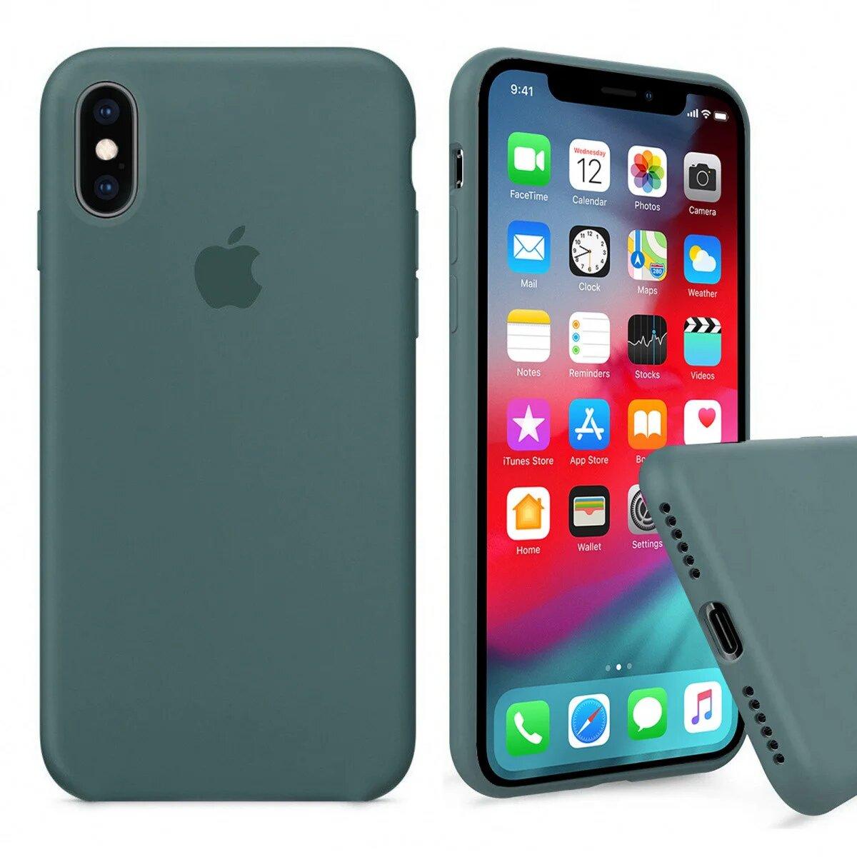 

Чехол Silicone FULL case для IPhone Xs max Pine green зеленый