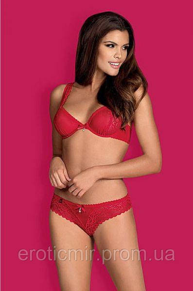 

Комплект Obsessive ROUGEBELLE red underwire bra & panties S/M