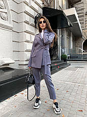 Стильный деловой женский костюм с ассиметричным пиджаком и брюками, фото 3