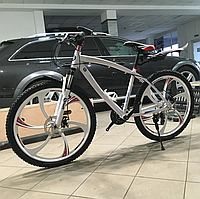 Горный стальной спортивный велосипед на литых диск BMW рама 17" для взрослых Белый с красными вставками, фото 1