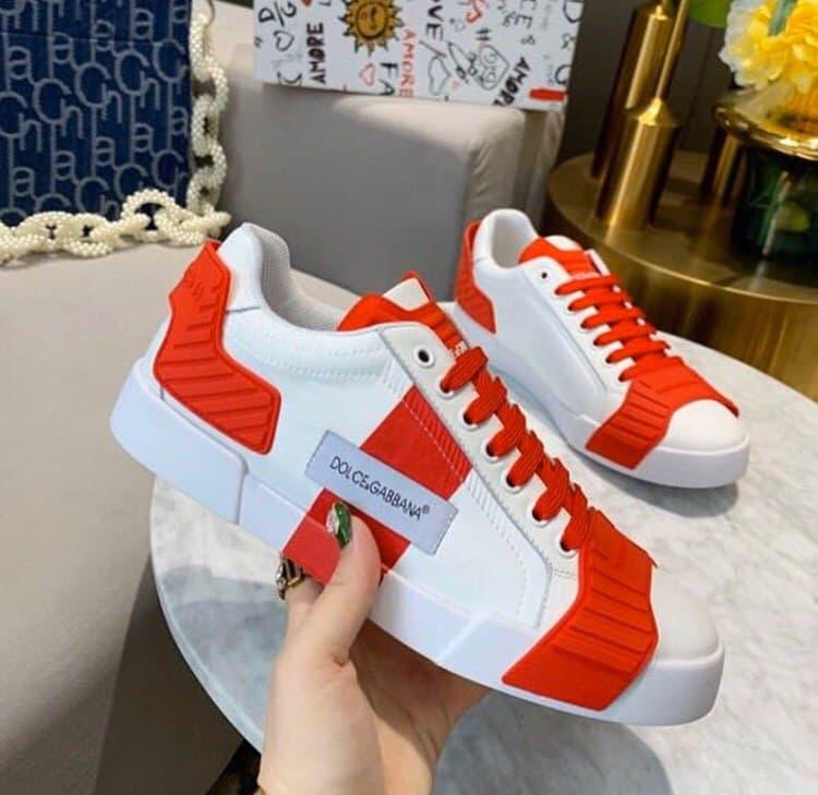 

Кожаные сникерсы (кроссовки) DOLCE & GABBANA (унисекс), Красный