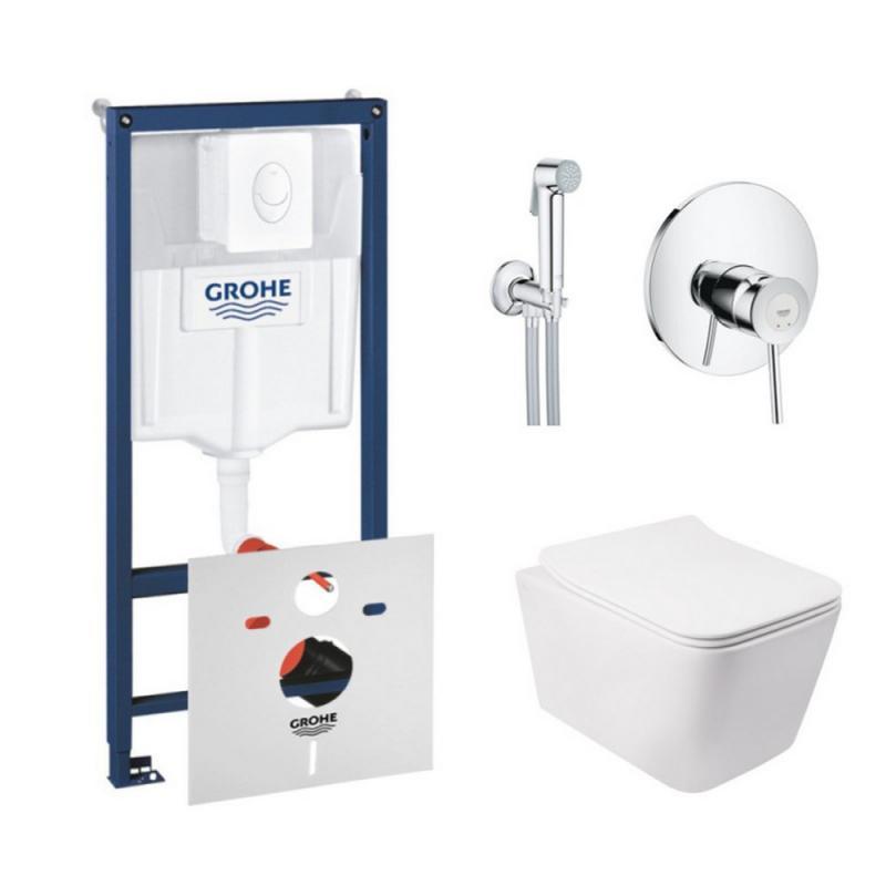 

Комплект інсталяція Grohe Rapid SL 38722001 + унітаз з сидінням Qtap Crow QT05335170W + набір для гігієнічного