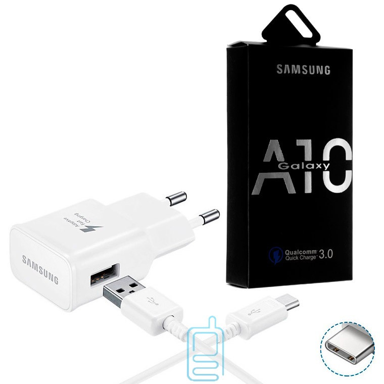 

Сетевое зарядное устройство Samsung A10 Fast charger 5V-2A 9V-1.6A 2in1 Type-C white, Белый