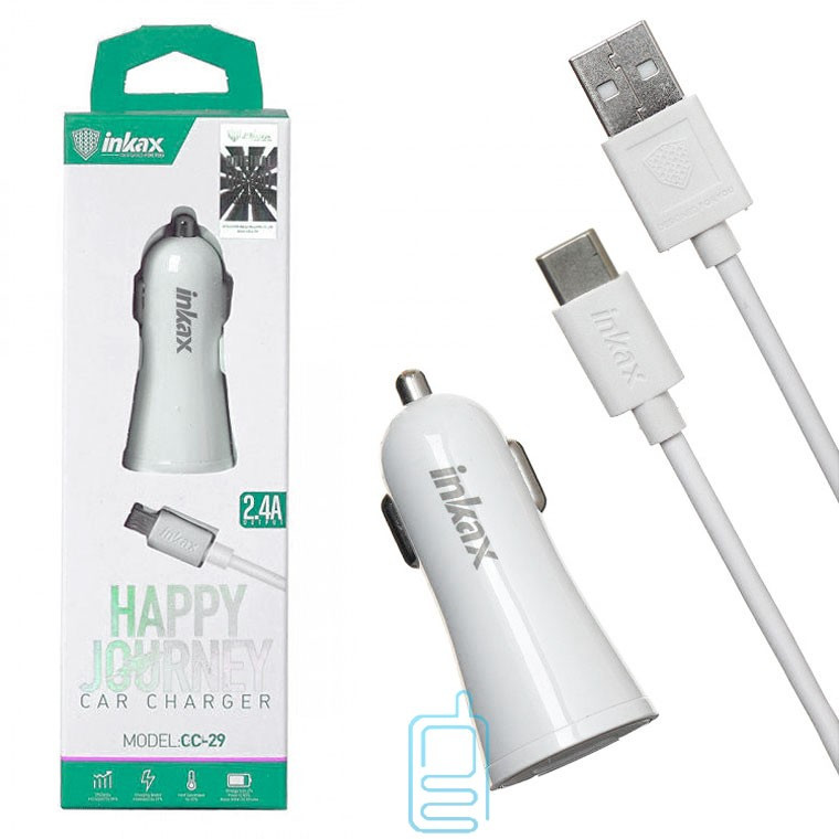 

Автомобильное зарядное устройство inkax CC-29 2USB 2.4A Type-C white