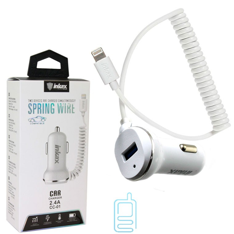 

Автомобильное зарядное устройство inkax CC-01 1USB 2.4A Lightning white