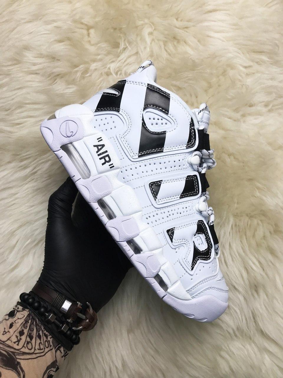 

Мужские кроссовки Nike Air More Uptempo Off-White White Black / Найк Аир Мор Аптемпо Офф-Вайт Белые Черные, Черно-белый