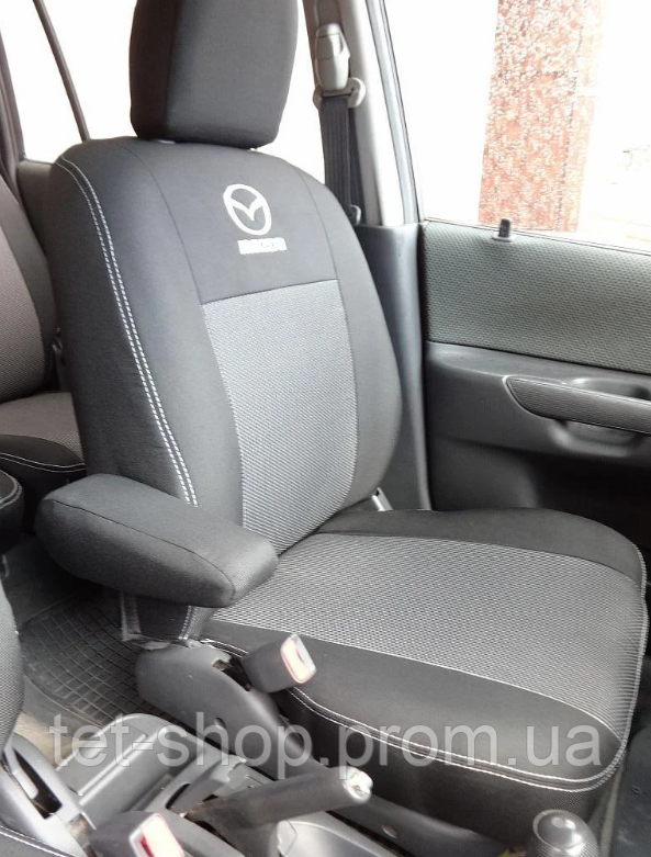 

Чехлы MAZDA 3 \ 2003-2011г. Качественные авто чехлы Мазда. Ткань жаккард. Темно-серый. Prestige