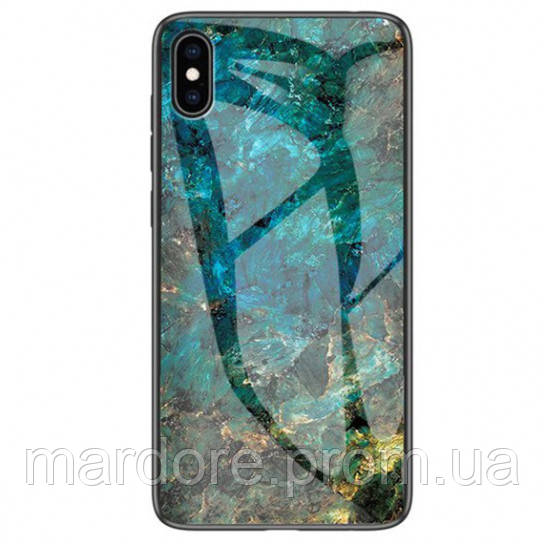 

TPU+Glass чехол Luxury Marble для Apple iPhone XS Max (6.5, Морская волна / голубой