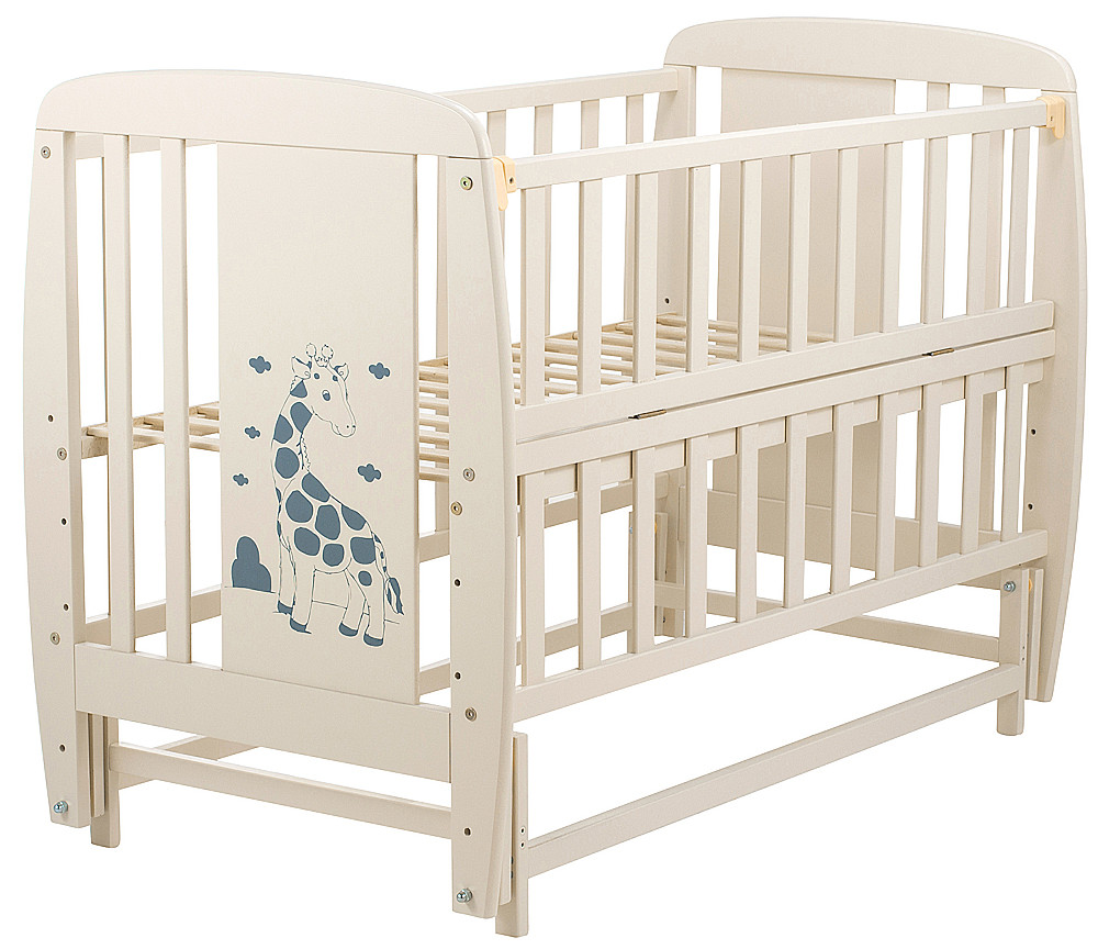 

Кровать Babyroom Жирафик маятник, откидной бок DJMO-02 бук слоновая кость