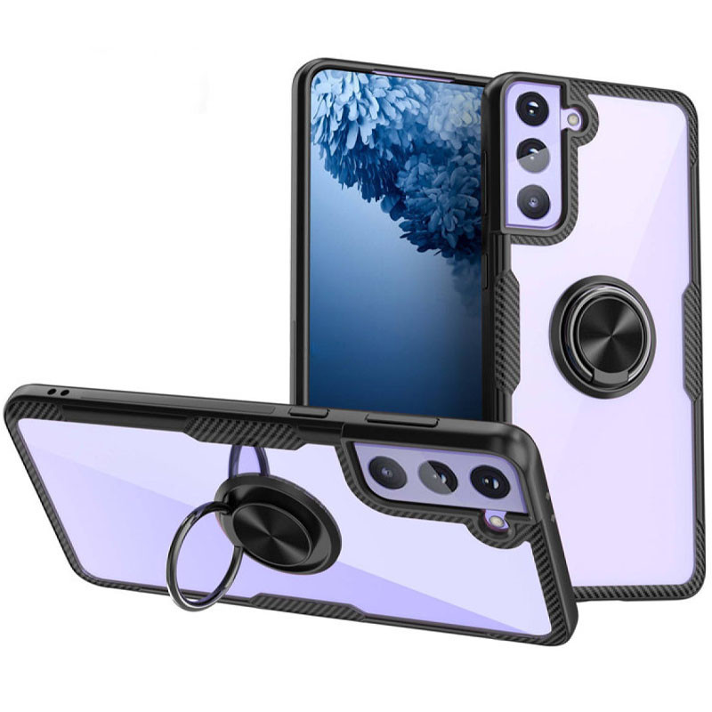 

TPU+PC чехол Deen CrystalRing for Magnet (opp) для Samsung Galaxy S21, Бесцветный / черный