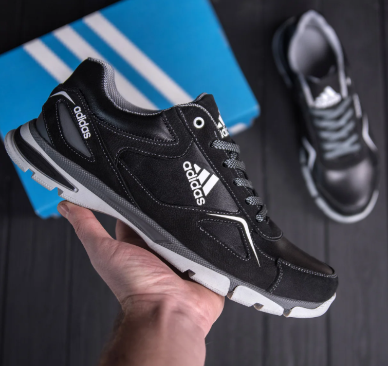 

Кожаные мужские кроссовки черного цвета Adidas (реплика)