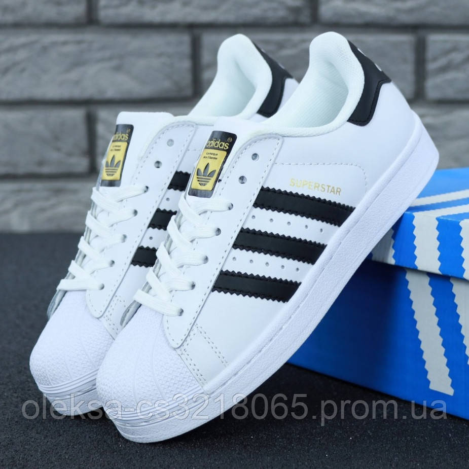 

Женские кроссовки в стиле Adidas Superstar, натуральная кожа, черно-белый, Вьетнам 37