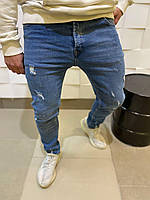 Молодежные мужские "рваные" джинсовые штаны Zara светло-синие