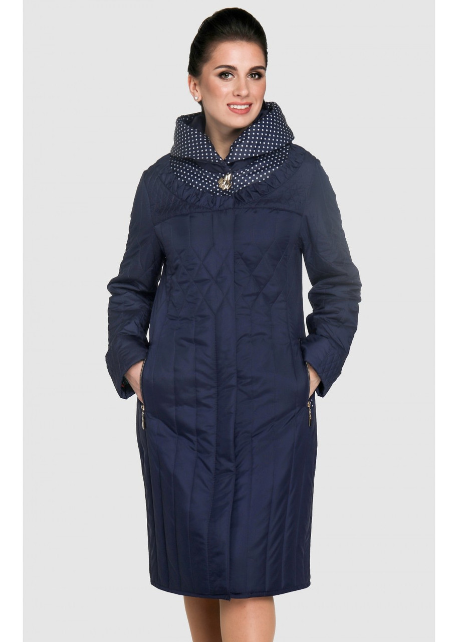

Весенний плащ-пальто с легким утеплением большого размера 52-64 60, Синий