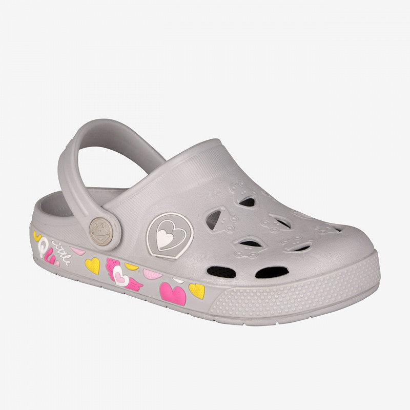

Сабо детские серые COQUI 8802 Khaki grey hearts 26 размер, Серый