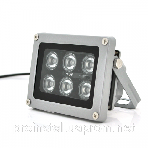 

ИК прожектор YOSO 12V 12W, 6LED, IP66, 850Нм, угол обзора 60°, линза 6мм, дальность до 30м, 114*86*86мм, BOX