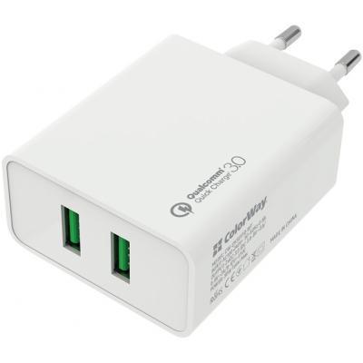 

Зарядное устройство ColorWay 2USB Quick Charge 3.0 (36W) (CW-CHS017Q-WT) n1.in.ua, Белый