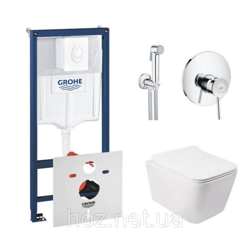 

Комплект інсталяція Grohe Rapid SL 38722001 + унітаз з сидінням Qtap Crow QT05335170W + набір для гігієнічного