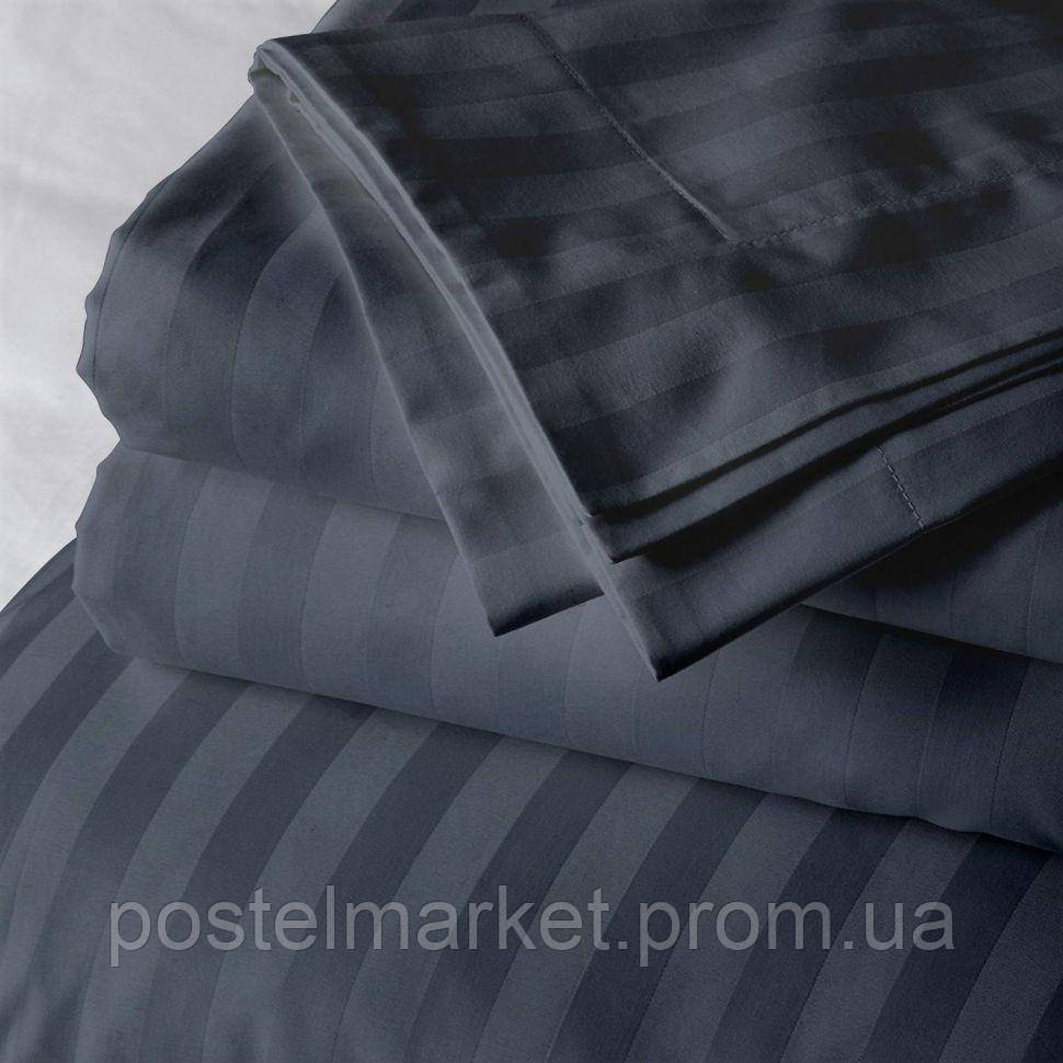 

Простынь темно серая сатин Home Sateen Iron Grey Stripe натяжная (80х200)