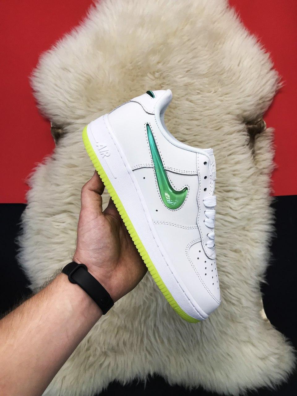 

Женские кроссовки Nike Air Force 1 White Green / Найк Аир Форс 1 Белые Зеленые 38, Белый