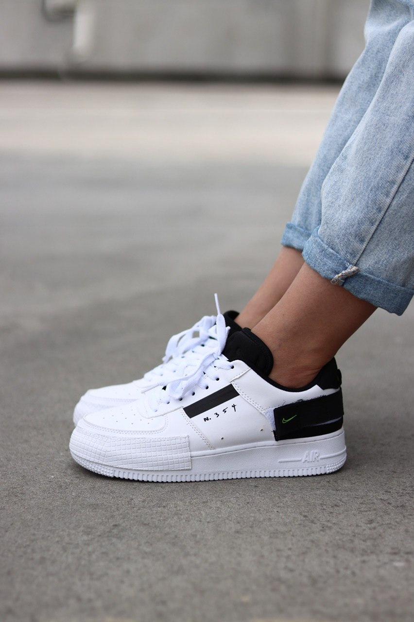 

Женские кроссовки Nike Air Force 1 Low N. 354 White Black / Найк Аир Форс 1 Лов № 354 Белые Черные 37, Белый