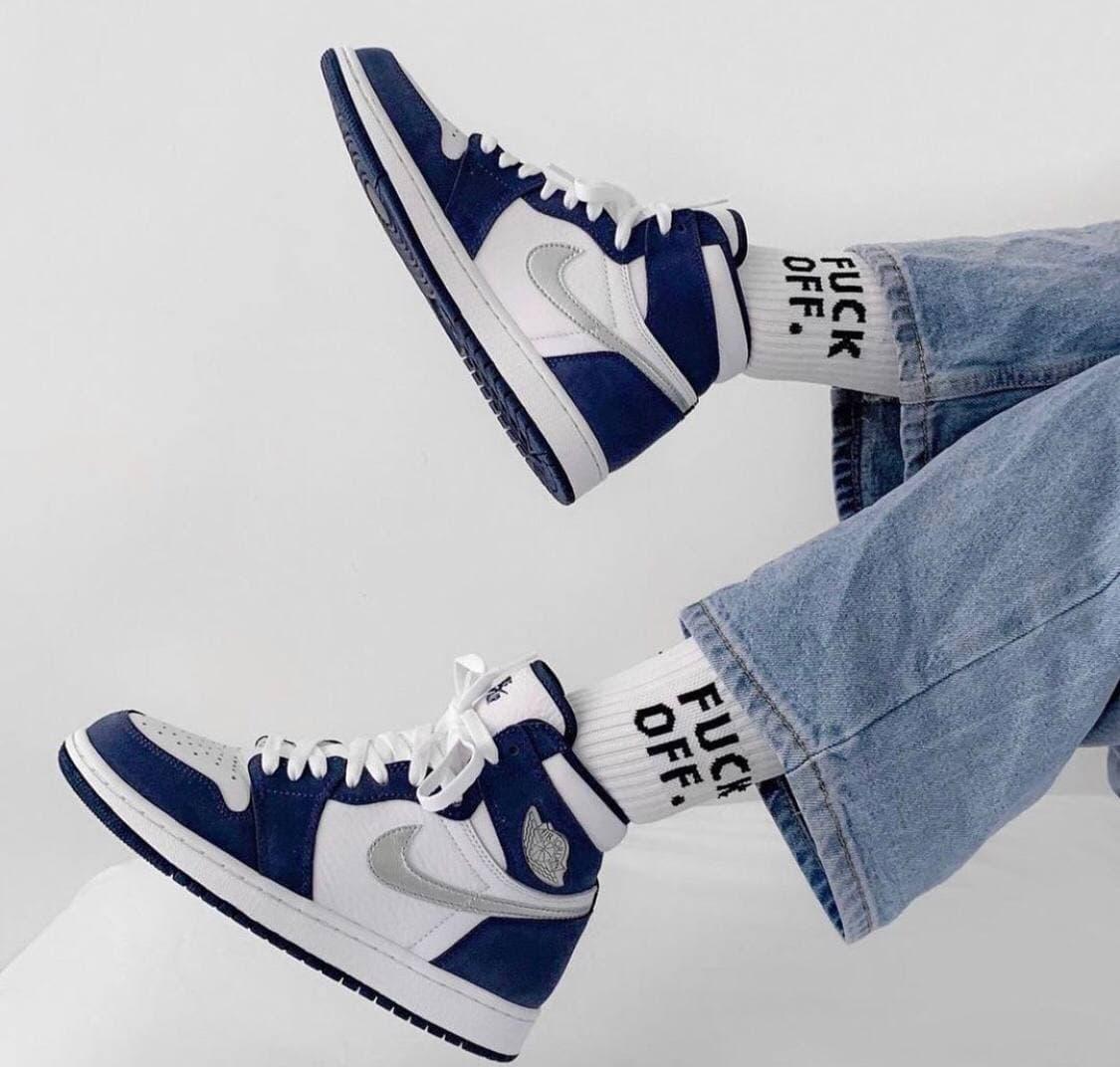 

Женские кроссовки Nike Air Jordan 1 RETRO Navy Blue White / Найк Аир Джордан 1 Ретро Синие Белые 39, Синий