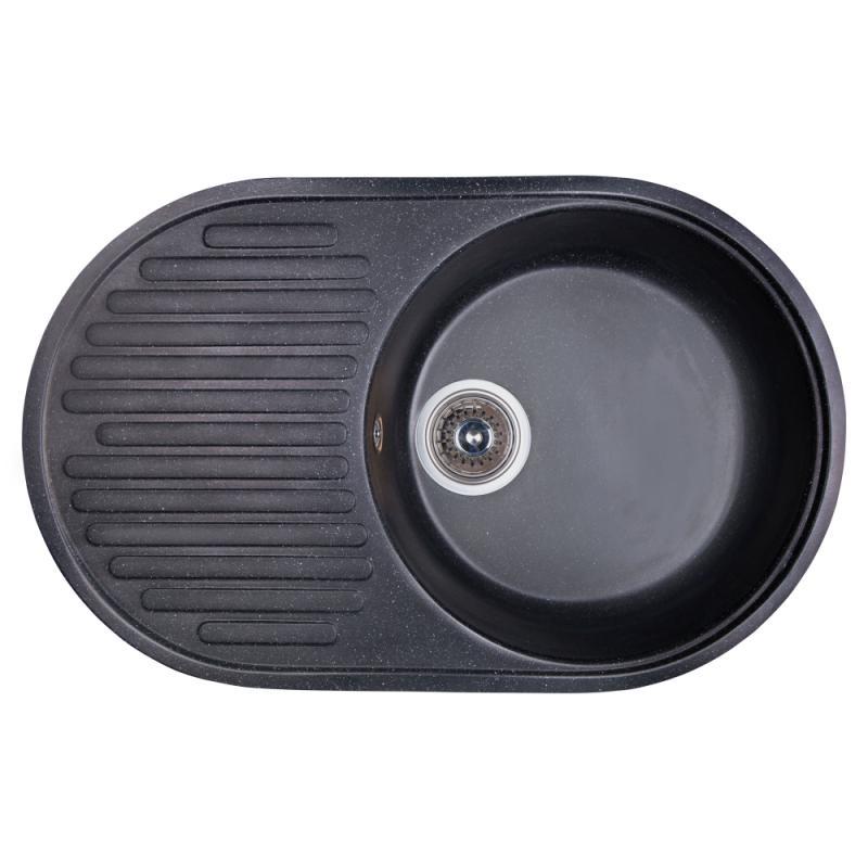 

Кухонная мойка гранитная с крылом овальная Fosto 7446 SGA-420 черная (FOS7446SGA420), Черный