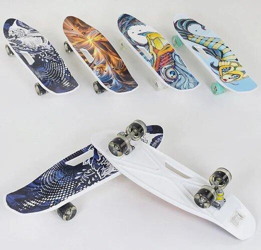 

Скейт Пенні борд 40311 Best Board колеса PU світяться дошка=65см дека з ручкою