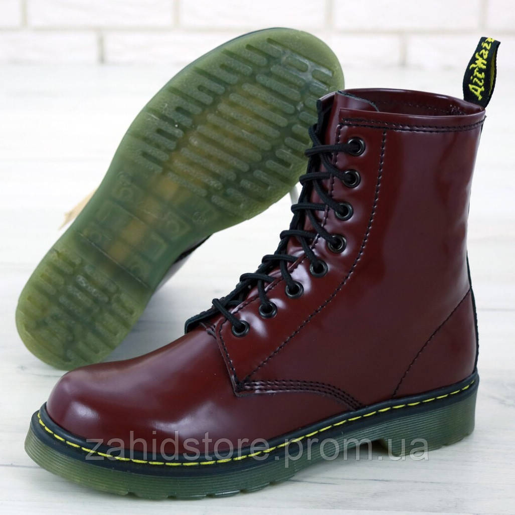 

Женские ботинки в стиле Dr.Martens 1460, кожа, бордовый, Китай