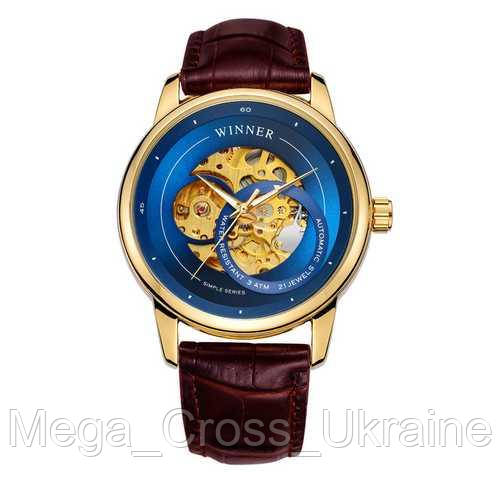 

Мужские наручные часы Winner 339 Gold-Blue-Brown