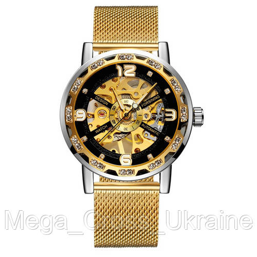 

Женские наручные часы Forsining GMT1201 Gold-Silver-Black