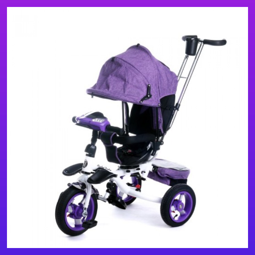 

Велосипед детский трехколесный коляска Baby Trike 3х колёсный 6595 Фиолетовый с ключем зажигания стальная рама