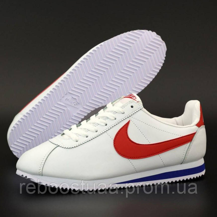 

Чоловічі кросівки в стилі Nike Classic Cortez, шкіра, білий, червоний, синій, В'єтнам 45