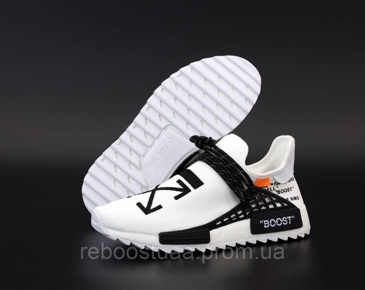 

Чоловічі кросівки в стилі Adidas NMD x Pharrell Williams x OF-WHITE, білий, В'єтнам 42, Белый