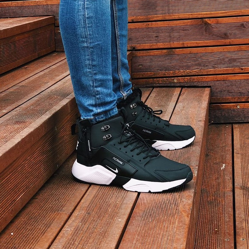 

Мужские зимние кроссовки Nike Air Huarache X Acronym Black White / Найк Аир Хуарачи Черные Белые 42