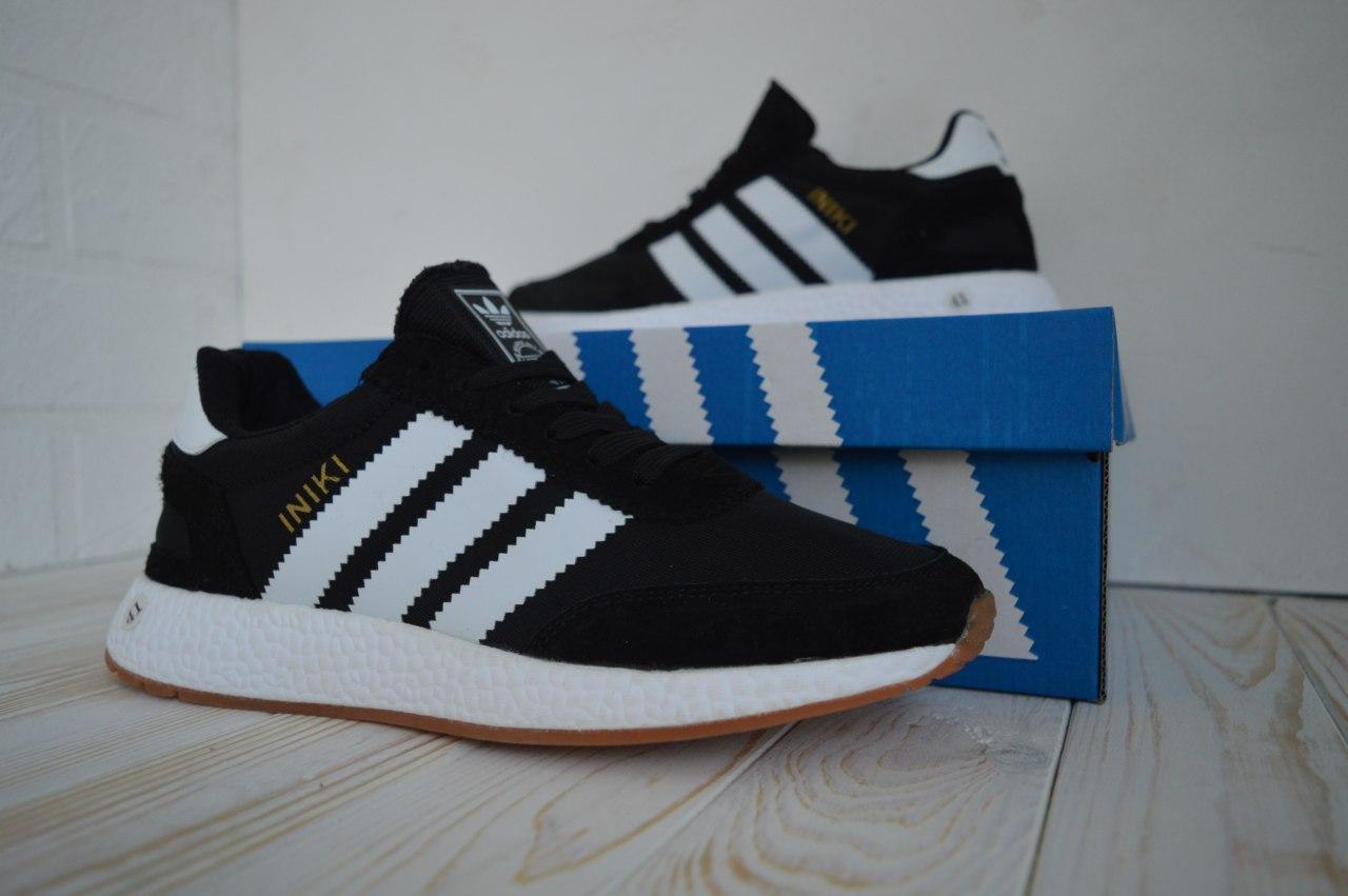 

Мужские кросовки Adidas Iniki Runner Black White / Адидас Иники Черные Белые, Черно-белый