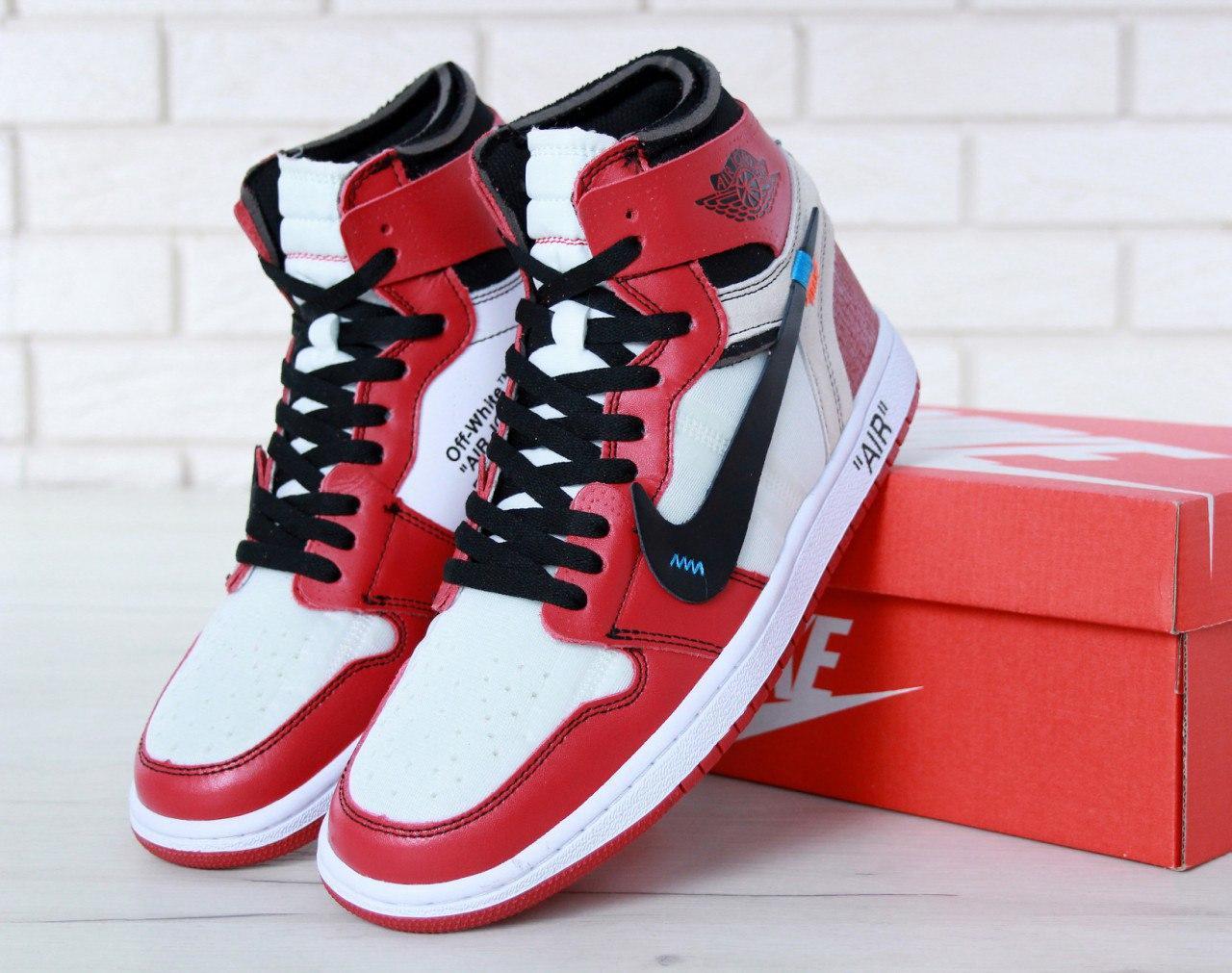 

Мужские кроссовки Nike Air Jordan 1 Off-White White Red / Найк Аир Джордан 1 Офф-Вайт Белые Красные 45, Красный