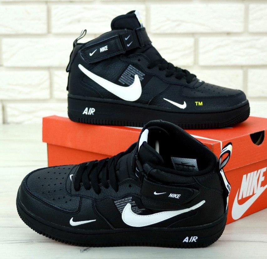 

Мужские кроссовки NIKE Air Force 1 Mid 07 LV 8 Utility Black White / Найк Аир Форс 1 Мид 07 ЛВ 8 Черные Белые