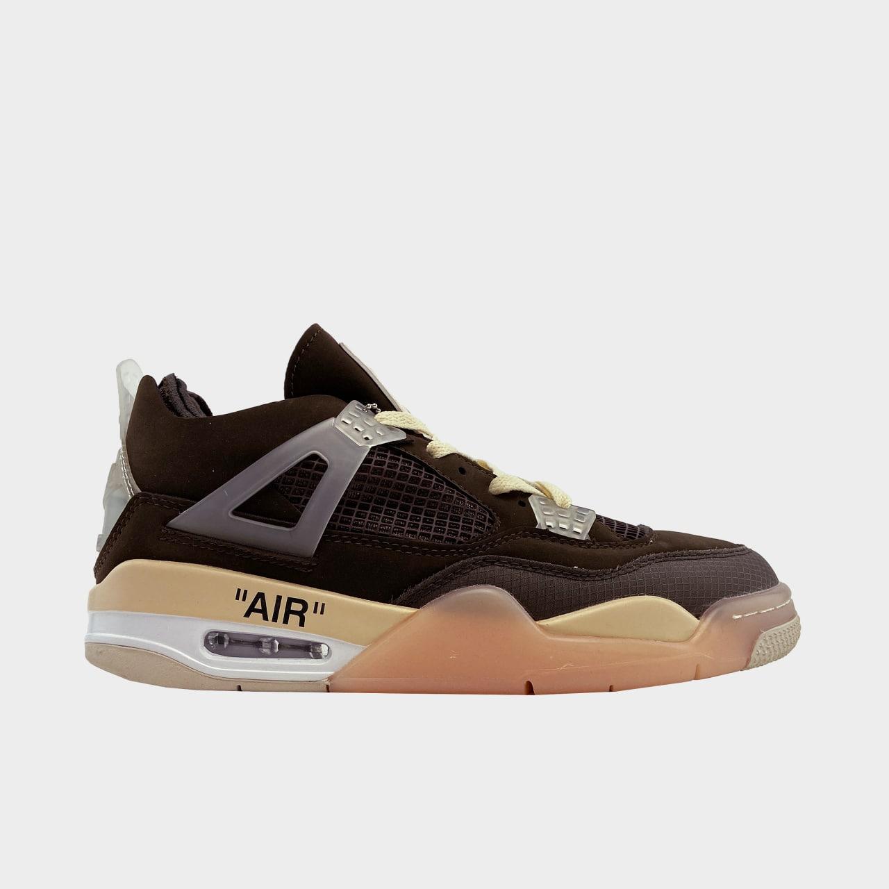 

Мужские кроссовки Nike Air Jordan 4 Retro Off-White Brown / Найк Аир Джордан 4 Ретро Офф Вайт Коричневые 42, Кофе с молоком