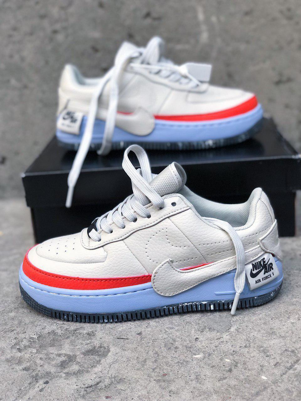 

Женские кроссовки Nike Air Force Jester White Red Blue / Найк Аир Форс Джестер Белые Красные Синие, Белый