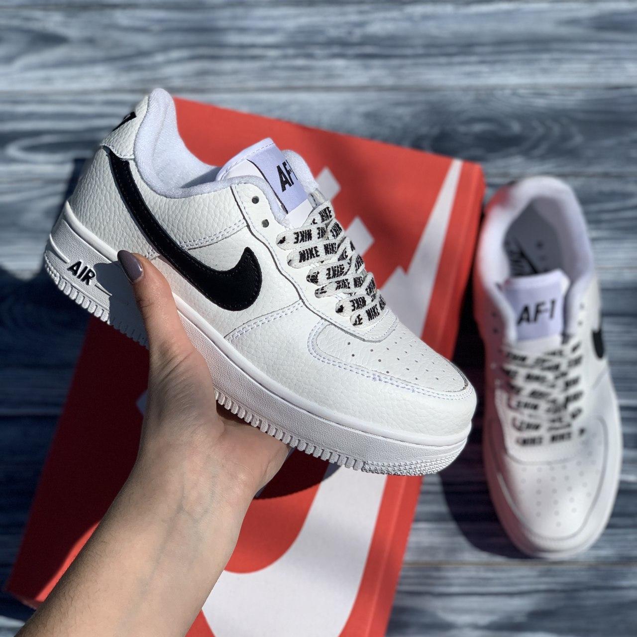 

Женские кроссовки Nike Air Force 1 White Black / Найк Аир Форс 1 Белые Черные 40, Черно-белый
