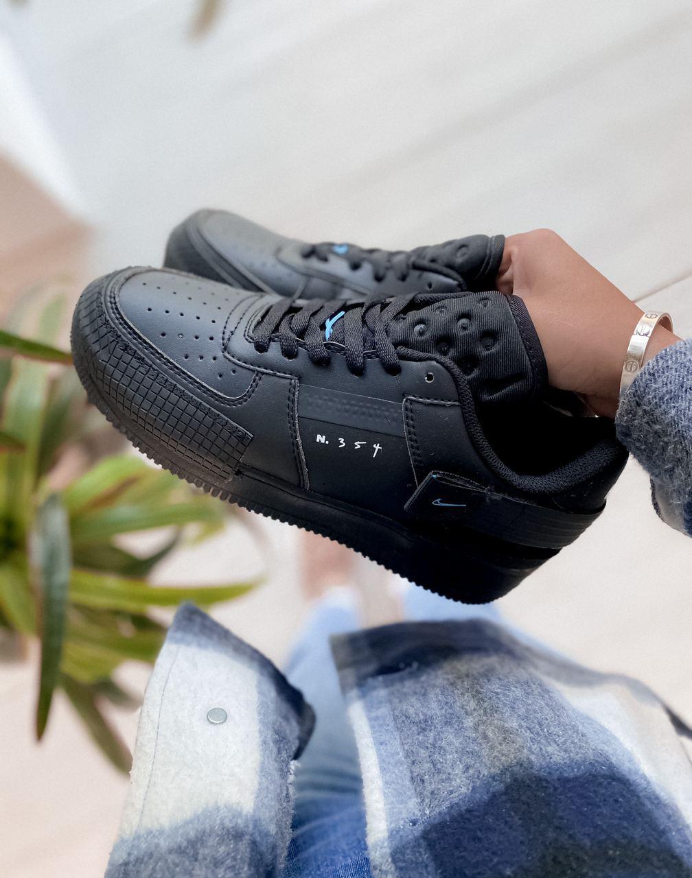 

Женские кроссовки Nike Air Force 1 type Black / Найк Аир Форс 1 Черные, Черный