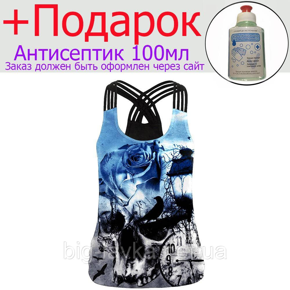 

Футболка женская с принтом Череп и Роза 3D L