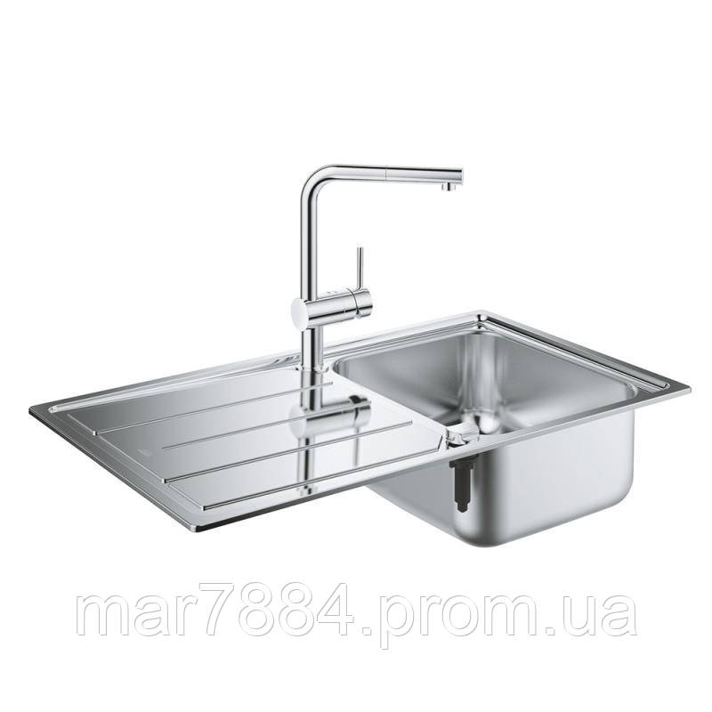 

Набор Grohe мойка кухонная K500 31573SD0 + смеситель Minta 32168000, Мойка: сталь. смеситель: хром.