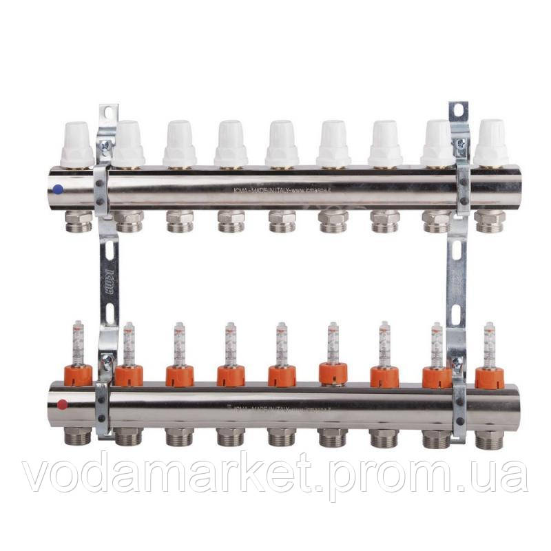 

Коллектор Icma 1" 9 выходов, с расходомерами №K013