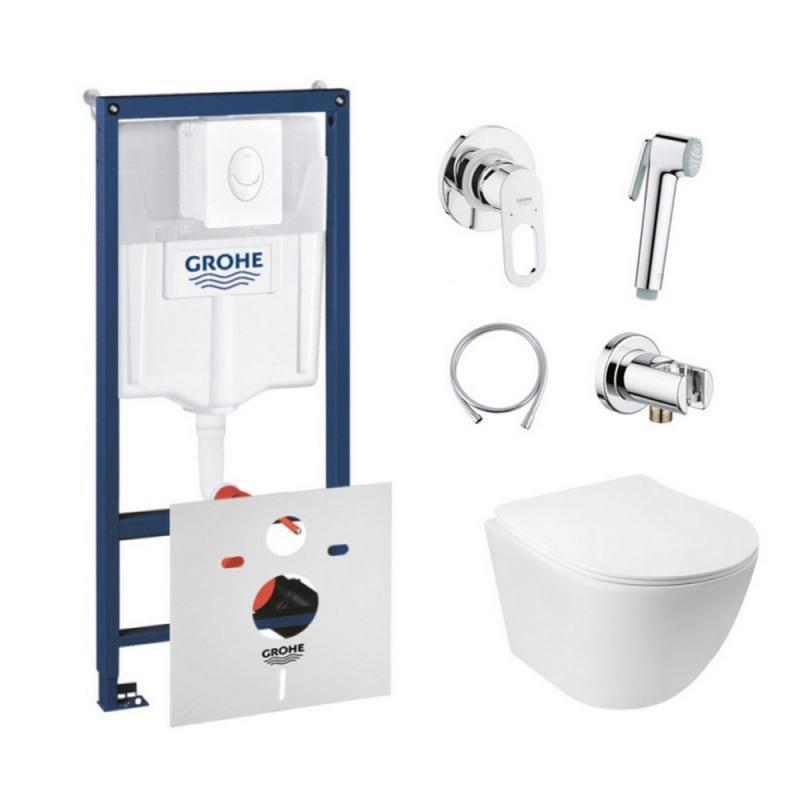 

Комплект інсталяція Grohe Rapid SL 38722001 + унітаз з сидінням Qtap Jay QT07335176W + набір для гігієнічного